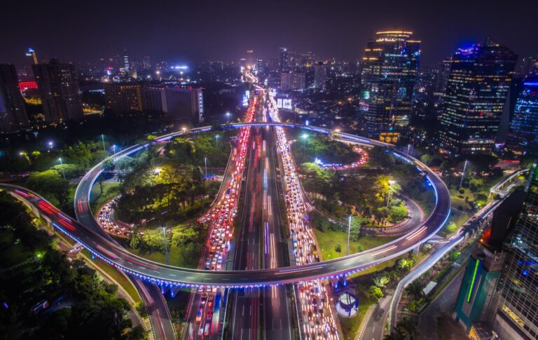 Semangi interchange indonesia traffic highway night